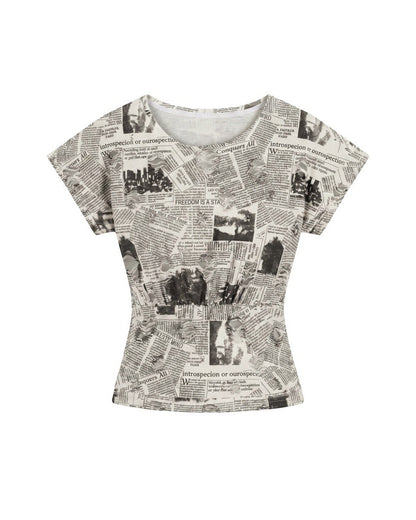 Vintage Newspaper Print Tee
