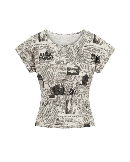 Vintage Newspaper Print Tee