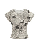 Vintage Newspaper Print Tee