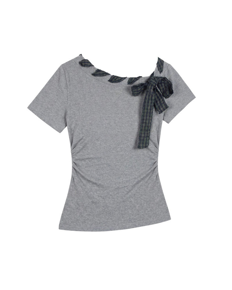 Bow Detail Fitted Short Sleeve Top