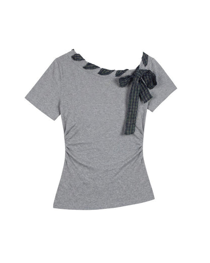 Bow Detail Fitted Short Sleeve Top