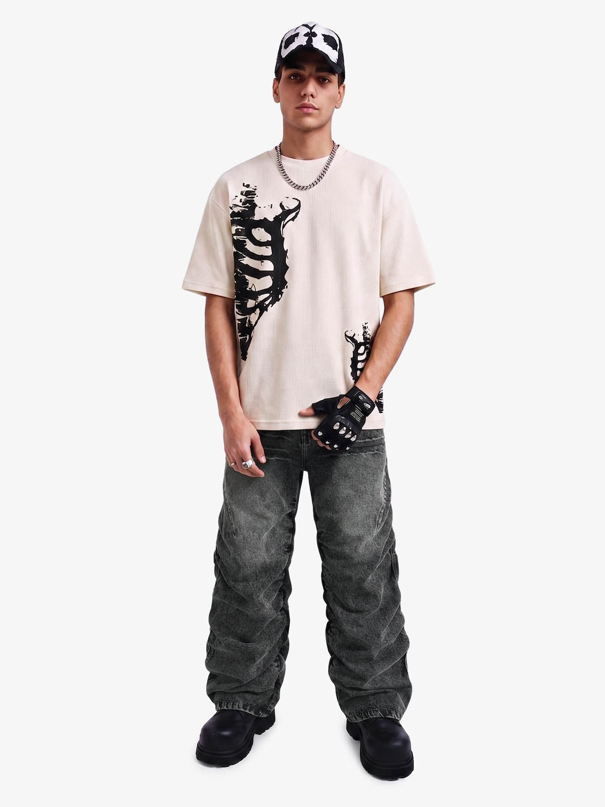 Y2K Faded Stacked Denim Jeans; Black / S, Black / M, Black / L, Black / XL