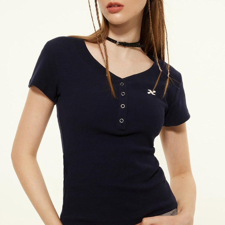 Classic Ribbed Henley Tee