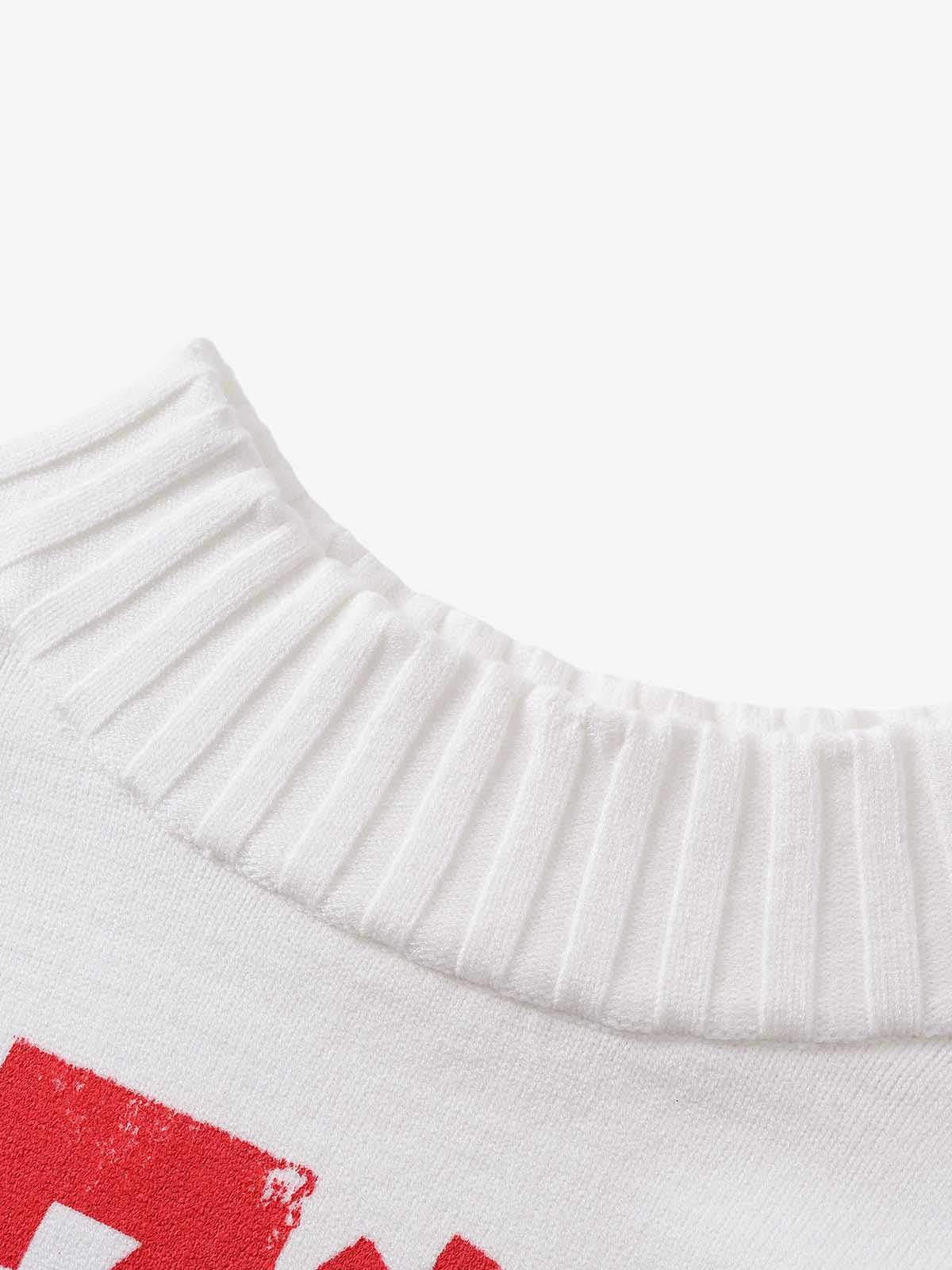 "76" Print Off-Shoulder Sweater; White / S, White / M, White / L