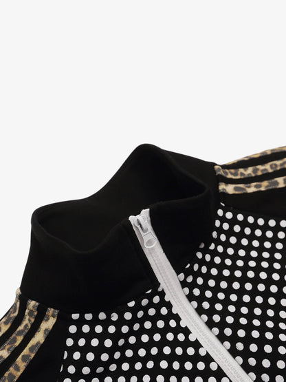 Polka-Dot Script Graphic Jacket; Black / M, Black / L, Black / XL