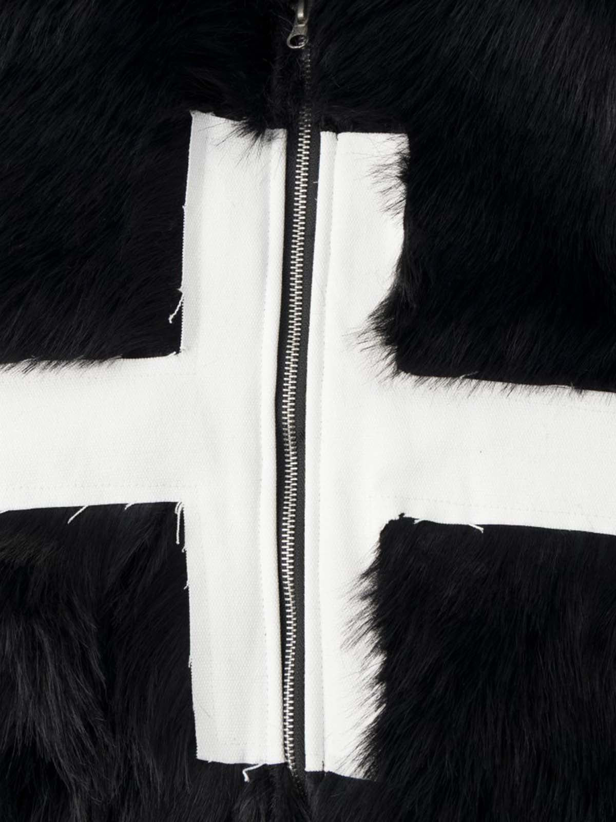 Cross Detail Faux-Fur Coat; Black / M, Black / L, Black / XL