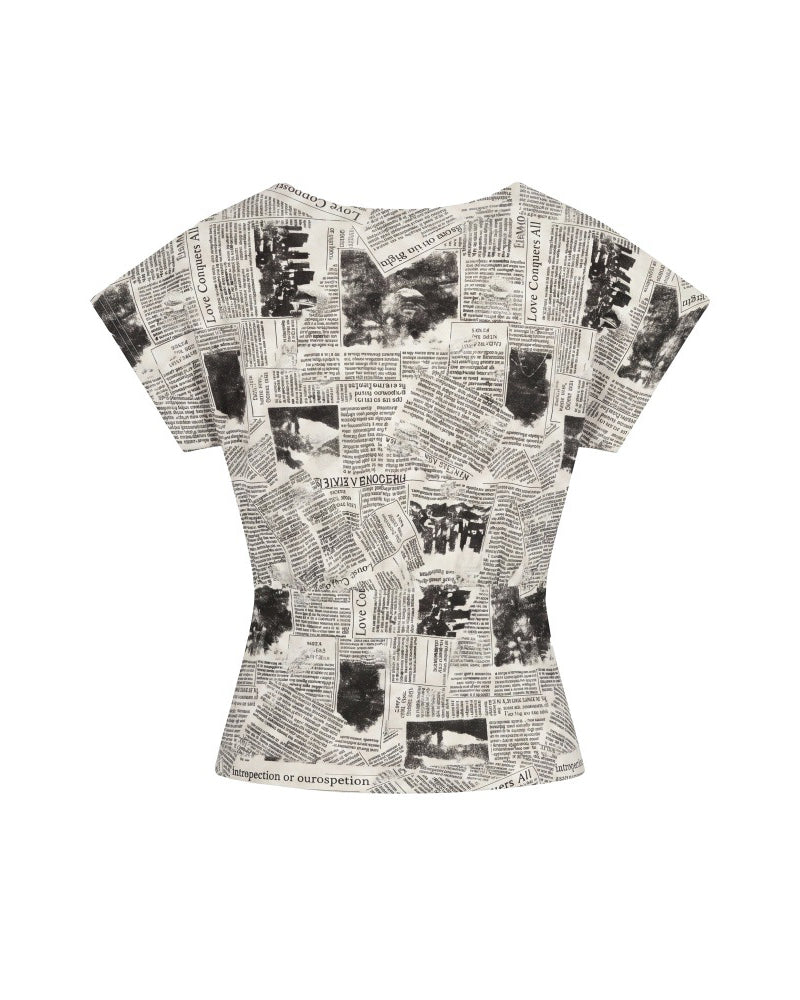 Vintage Newspaper Print Tee