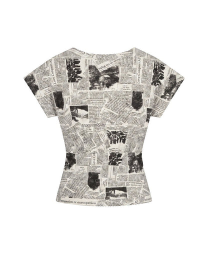 Vintage Newspaper Print Tee