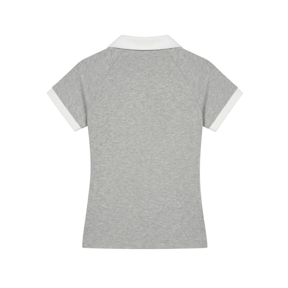 Sporty V-Neck Polo Top