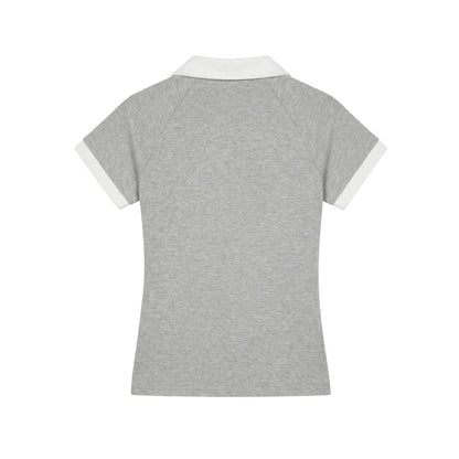 Sporty V-Neck Polo Top