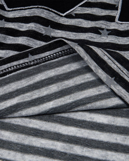 Vintage Striped Off-Shoulder Tee