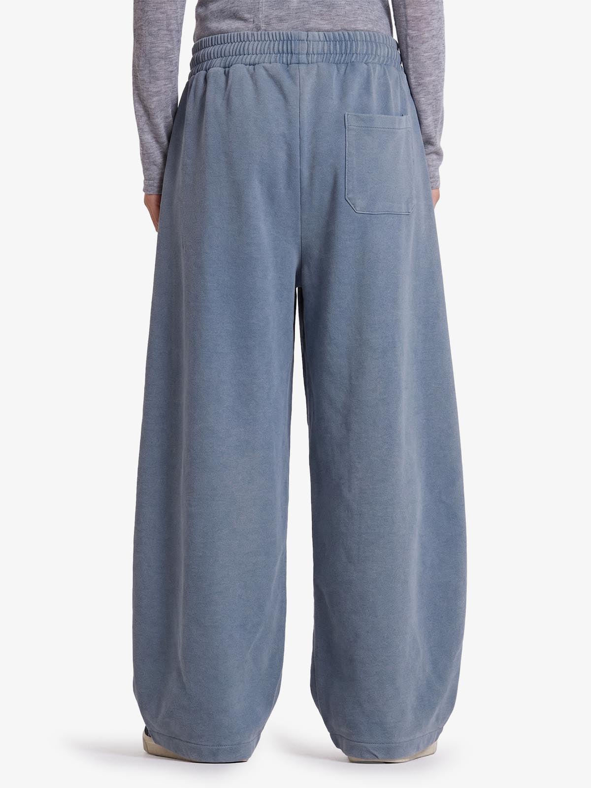 Lip Flag Graphic Distressed Washed Baggy Barrel Sweatpants; Blue / XS, Blue / S, Blue / M, Blue / L