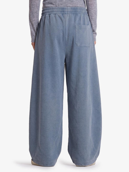 Lip Flag Graphic Distressed Washed Baggy Barrel Sweatpants; Blue / XS, Blue / S, Blue / M, Blue / L