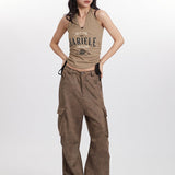 Vintage Halter Drawstring Tank Top