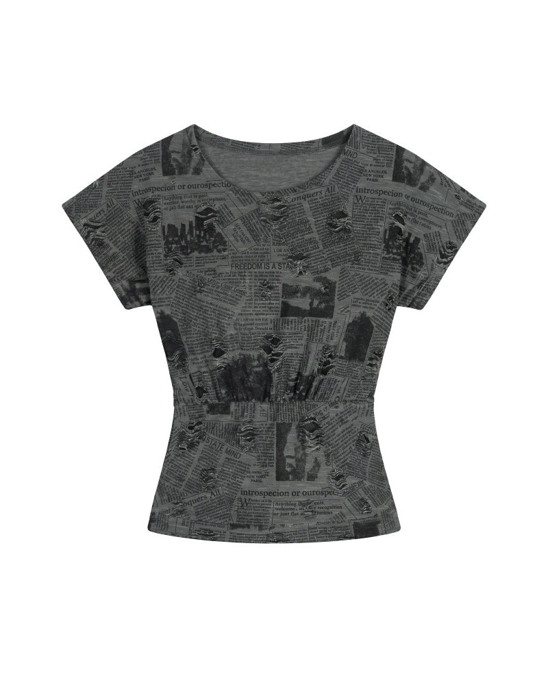 Vintage Newspaper Print Tee
