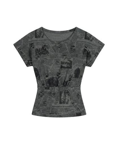 Vintage Newspaper Print Tee