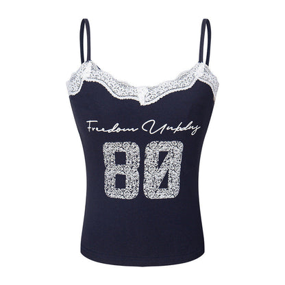 Lace Trim Graphic Cami Top