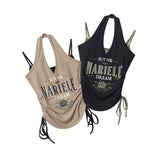 Vintage Halter Drawstring Tank Top