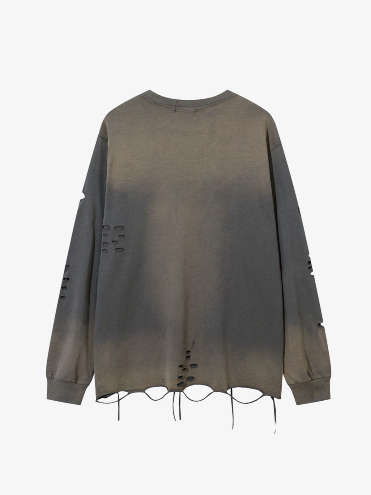 Gradient Washed Ripped Casual Sweatshirt; Gray / M, Gray / L, Gray / XL, Gray / 2XL