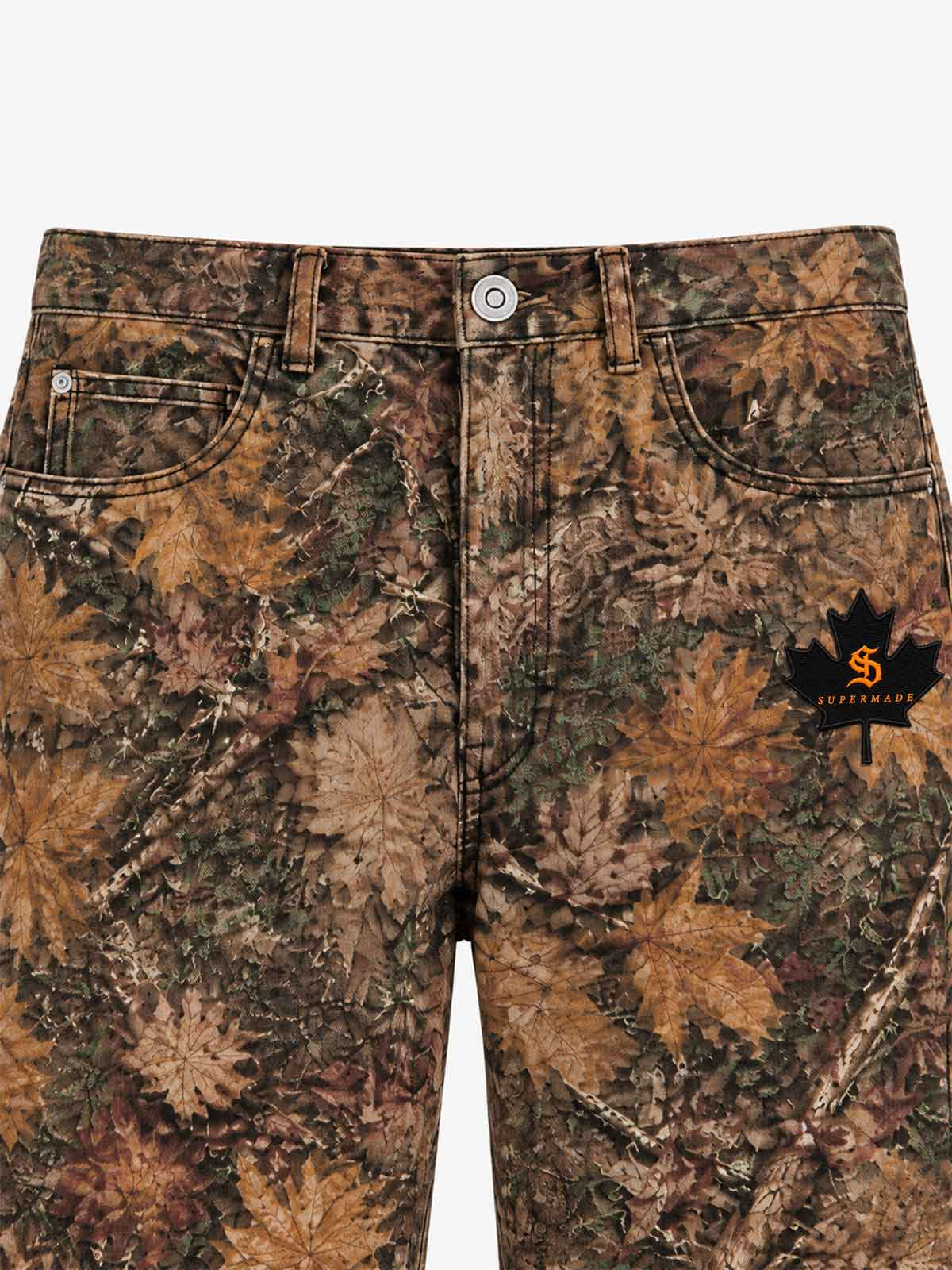 Maple Leaf Embroidered 3D Graphic Baggy Pants