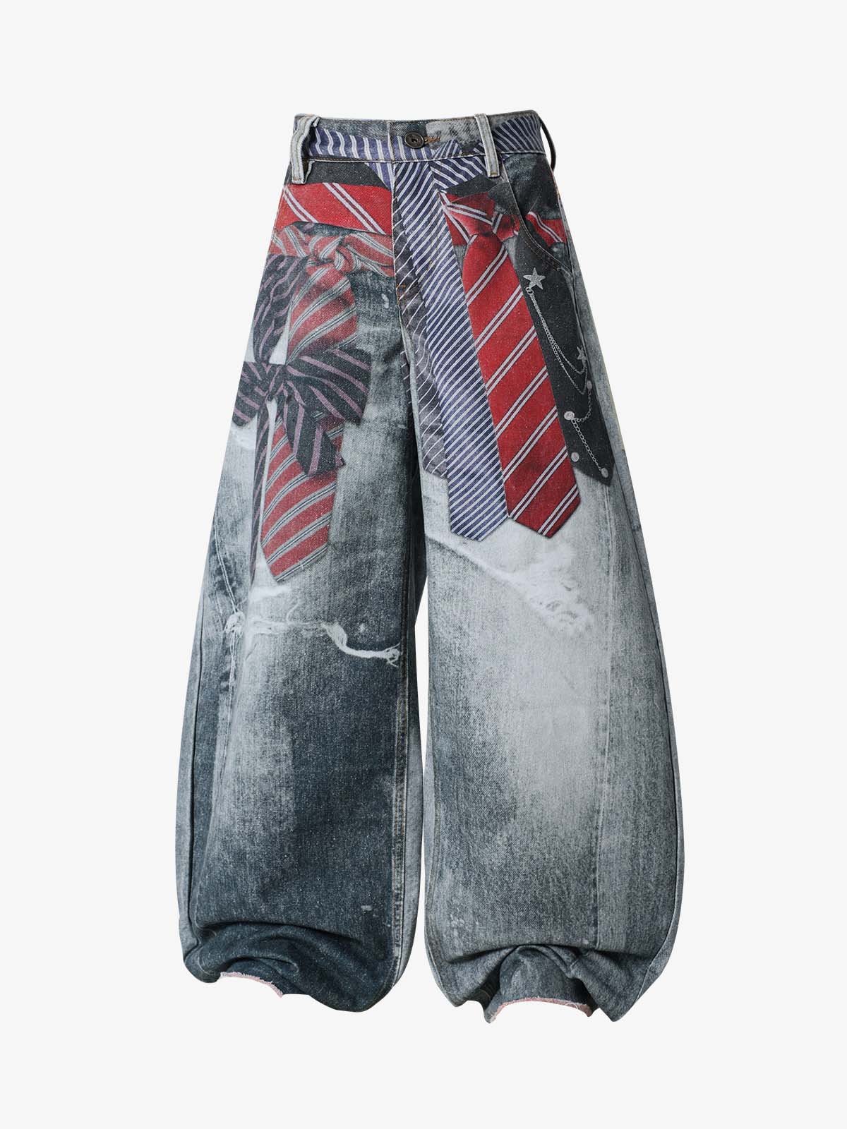 3D Tie Graphic Jeans
