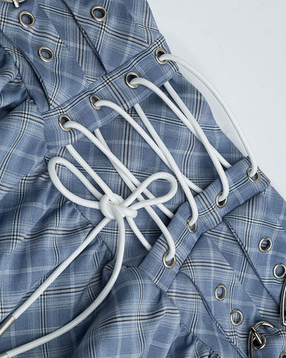 Sweetheart Lace Plaid Mini Skirt