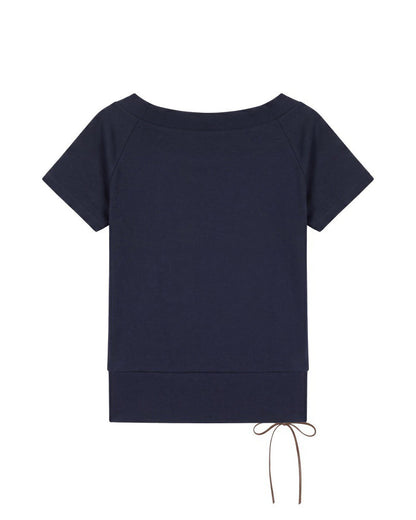 Lace-Up Detail Fitted Short Sleeve Top