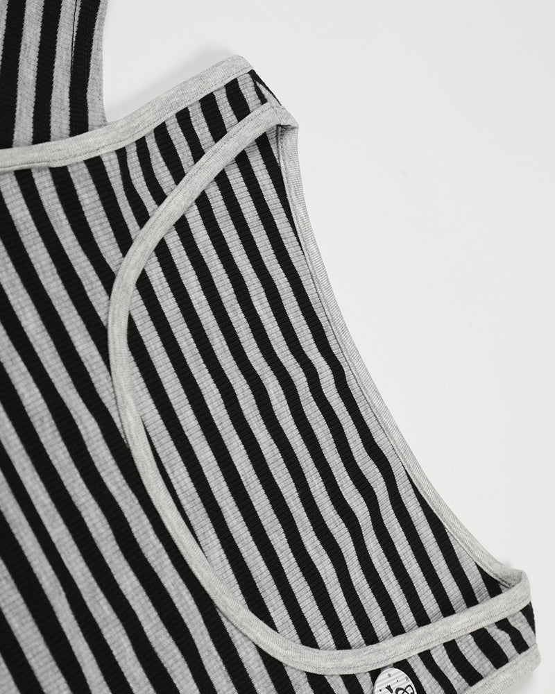 Striped Cold-Shoulder Fitted Top