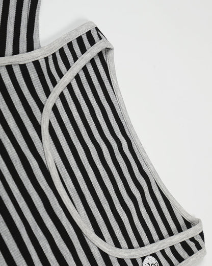 Striped Cold-Shoulder Fitted Top