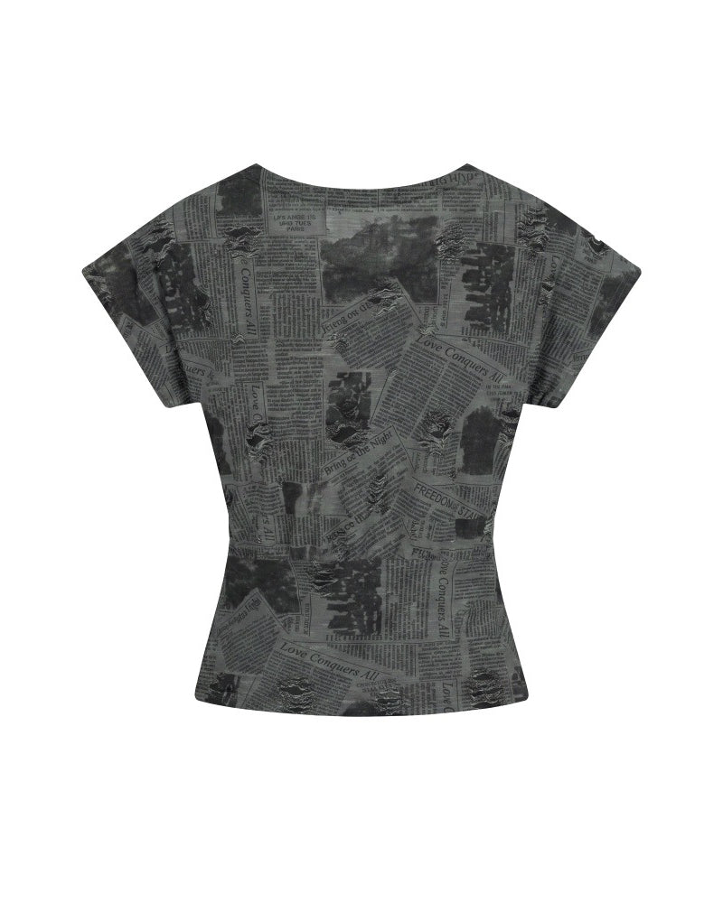 Vintage Newspaper Print Tee