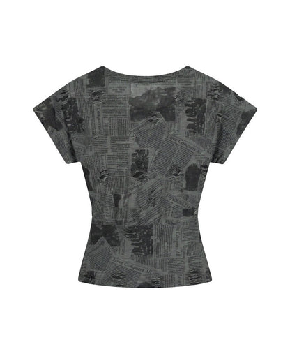 Vintage Newspaper Print Tee