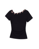 Bow Detail Fitted Short Sleeve Top