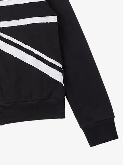 Street Style Union Jack Appliqué Hoodie; Black / S, Black / M, Black / L, Black / XL, Black / 2XL