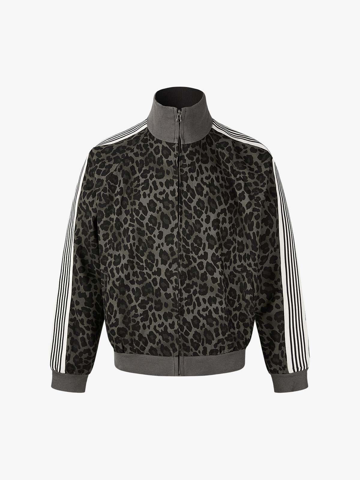 Leopard Pattern Boxy Fit Track Jacket