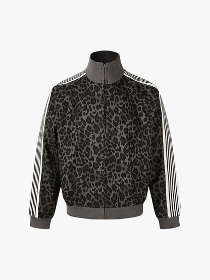 Leopard Pattern Boxy Fit Track Jacket