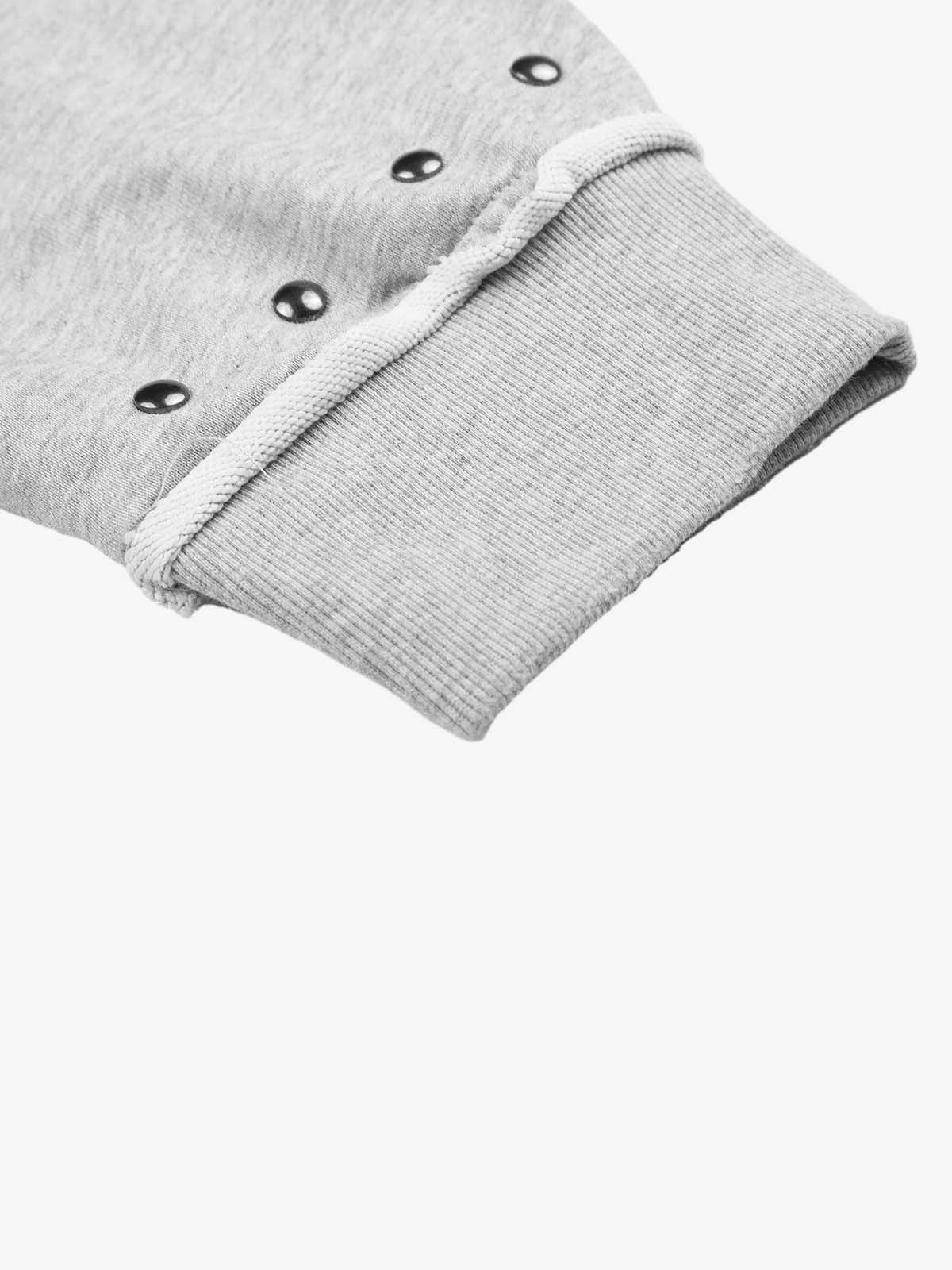 Studded Zip-Up Hooded Punk Sweatshirt Jacket; Flower Ash / S, Flower Ash / M, Flower Ash / L, Flower Ash / XL