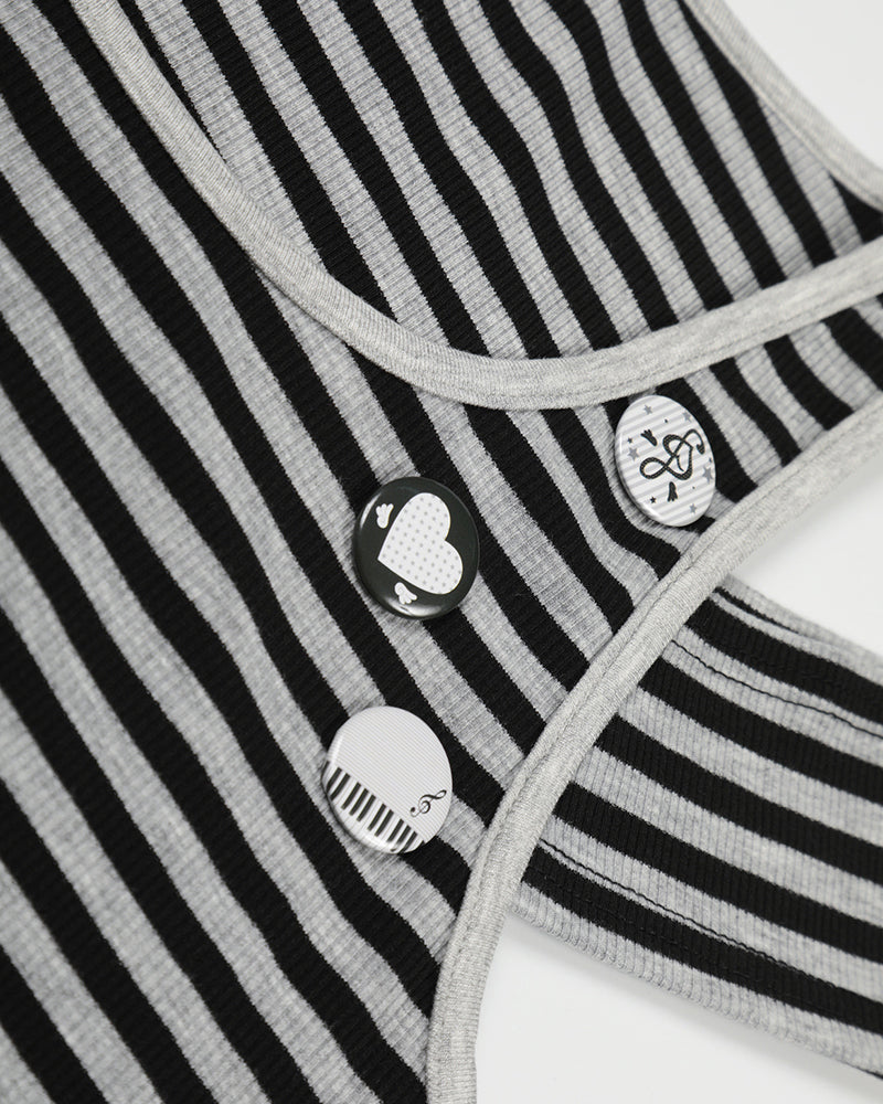 Striped Cold-Shoulder Fitted Top