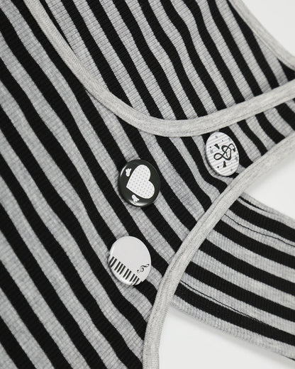 Striped Cold-Shoulder Fitted Top