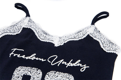 Lace Trim Graphic Cami Top