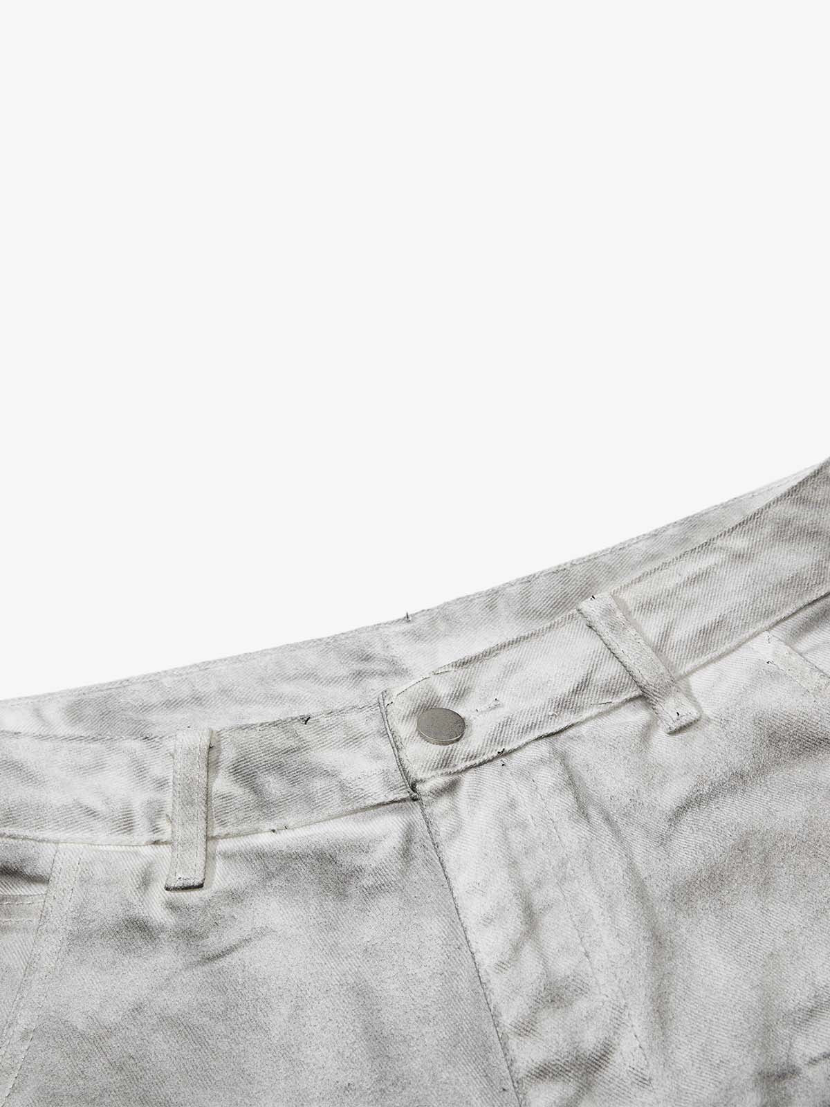Heavy-duty Waxed Flared Jeans; White / S, White / M, White / L, White / XL, White / 2XL