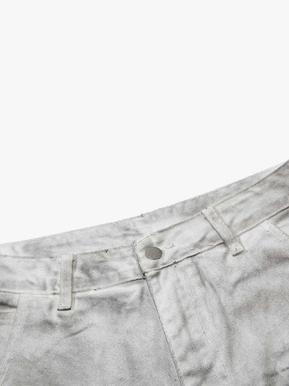 Heavy-duty Waxed Flared Jeans; White / S, White / M, White / L, White / XL, White / 2XL