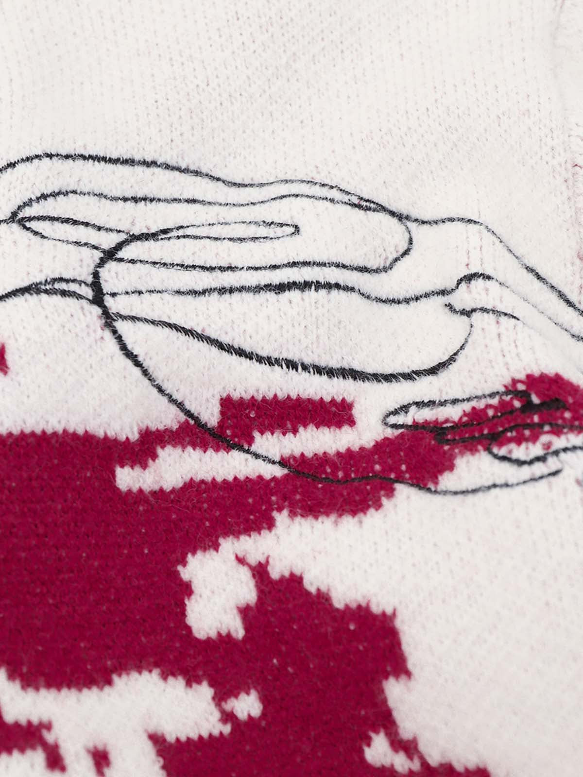 Dark Skull Jacquard Knit Sweater; White / M, White / L, White / XL, White / 2XL
