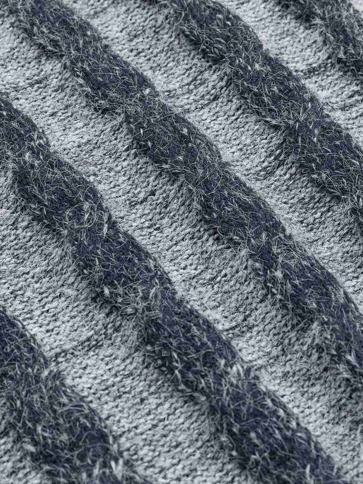 Striped Knit Sweater; Blue / M, Blue / L, Blue / XL, Blue / 2XL