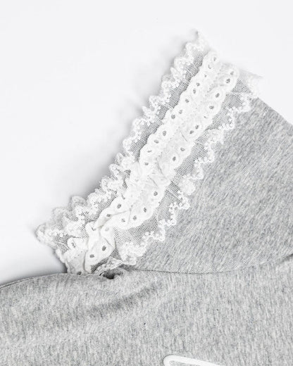 Lace Trim Graphic Baby Tee