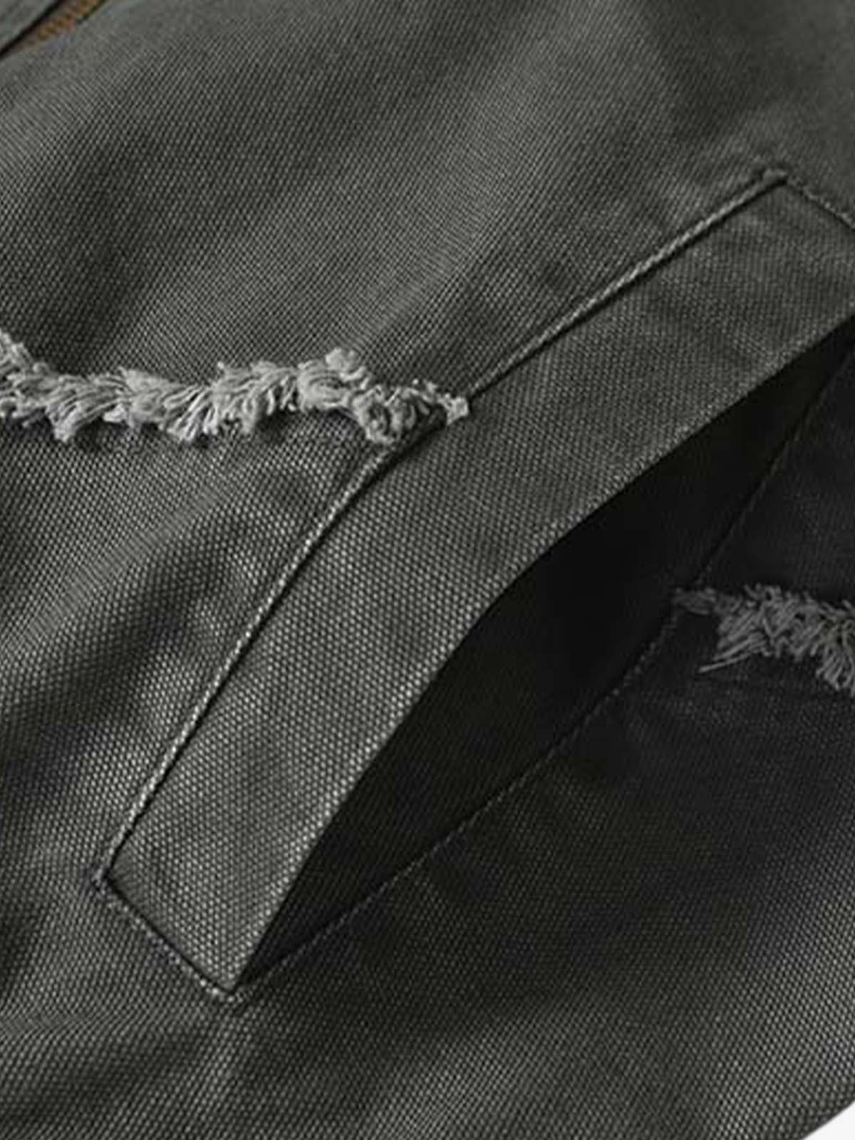 Deconstructed Patchwork Frayed Washed Jacket; Gray / S, Gray / M, Gray / L, Gray / XL