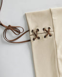 Lace-Up Detail Fitted Short Sleeve Top