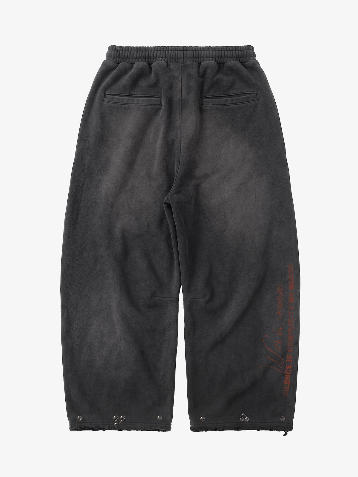 Faux Tongue-Stud Washed Distressed Baggy Pants; Basic Black / S, Basic Black / M, Basic Black / L, Basic Black / XL, Basic Black / 2XL