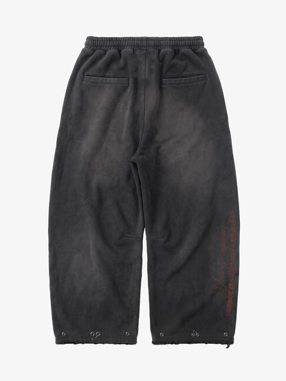 Faux Tongue-Stud Washed Distressed Baggy Pants; Basic Black / S, Basic Black / M, Basic Black / L, Basic Black / XL, Basic Black / 2XL
