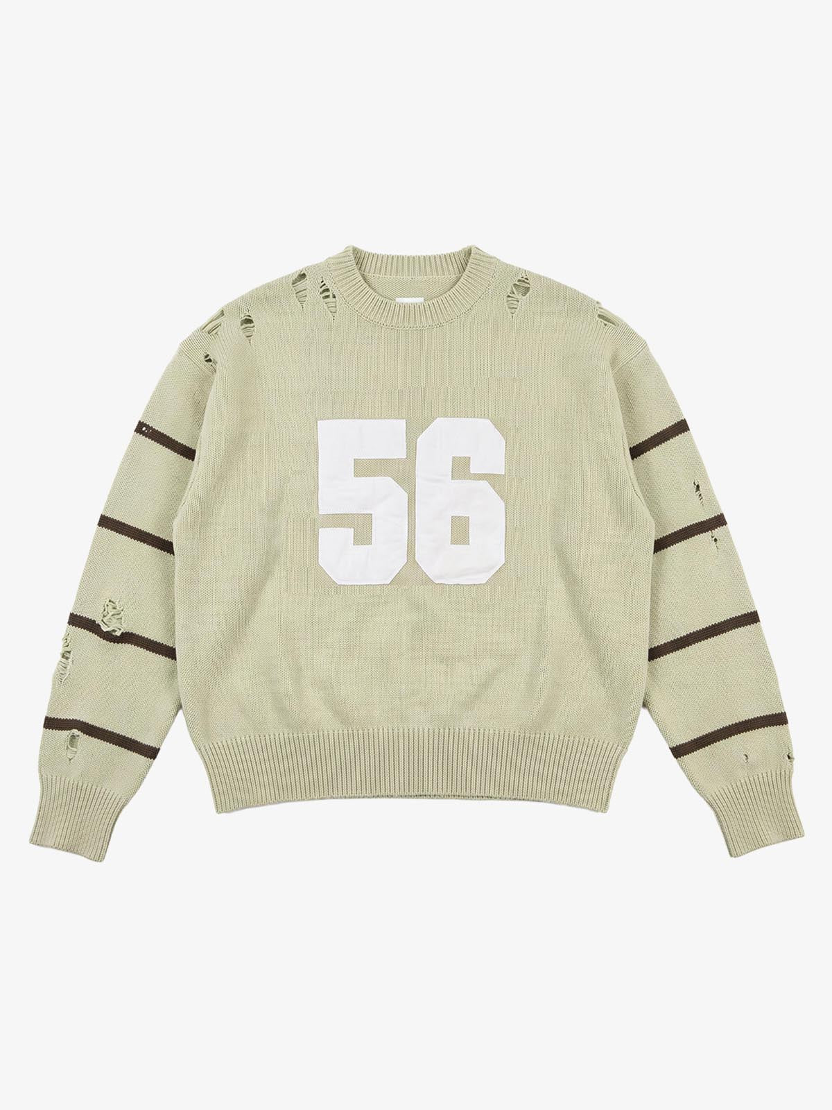 Distressed '23' Appliqué Boxy Fit Sweater; Green / M, Green / L, Green / XL