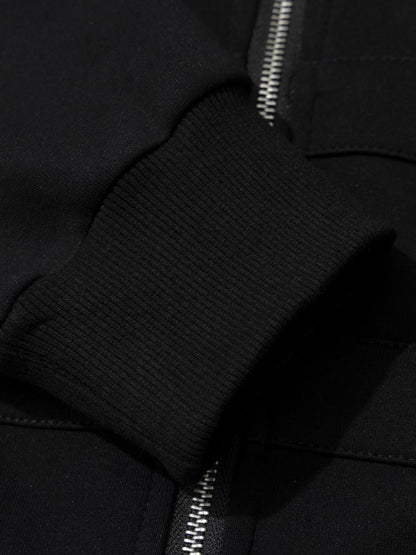 Studded Hooded Faux-Fur Collar Coat; Black / S, Black / M, Black / L, Black / XL